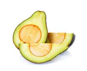 Sliced ripe avocado isolated on white