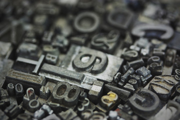 Close up of typeset letters