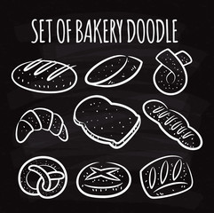 Set of bakery doodle on chalk board