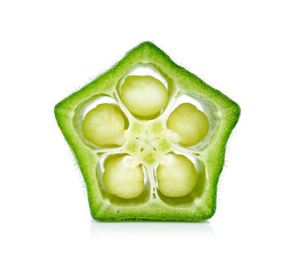 Sliced okra isolated on the white backgroud