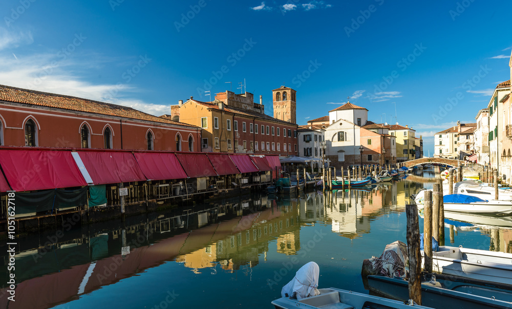 Wall mural canal at the old town of chioggia - italy.