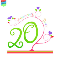 Anniversary: Anniversary 20 years logo with flower style pastel color.