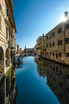 Canal at the old town of Chioggia - Italy.