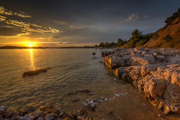 Sunset over the sea during summer evening in Croatia