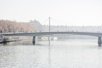 Modern bridge in the autumn clear day in Europe