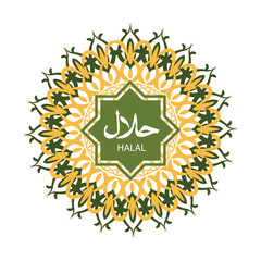 Halal icon. Arabic style  ornament vector illustration.