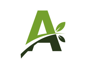 A green leaves letter swoosh ecology logo 