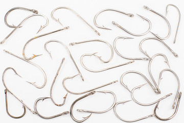 Rusty fishing hooks texture  isolated on white background