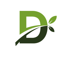 D green leaves letter swoosh ecology logo 