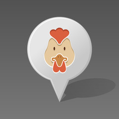 Chicken pin map icon. Animal head vector © nasik