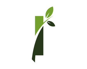 I green leaves letter swoosh ecology logo 