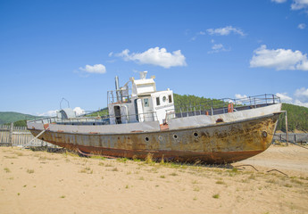 Old ship on the shore