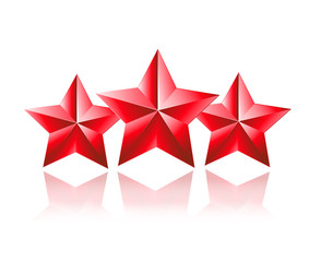 Three red star vector 3D