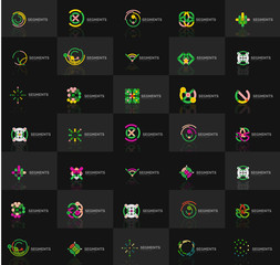 Set of vector linear logotypes, geometric abstract symbols, elegant icons