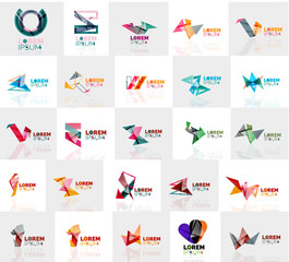 Collection of colorful abstract origami logos
