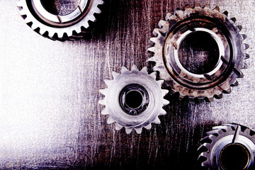 Gears on a metal background