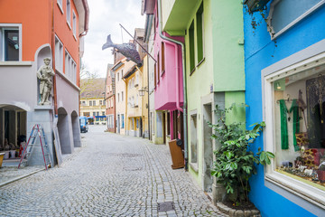 Fototapeta na wymiar Old street of Lindau town, Germany. 