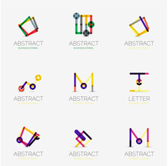 Set of linear abstract geometrical icons and logos