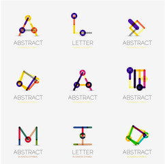 Set of linear abstract geometrical icons and logos