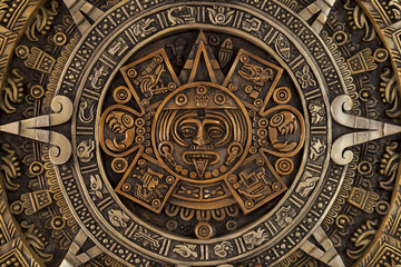 Close view of the aztec calendar - obrazy, fototapety, plakaty