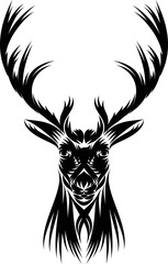 black and white deer image   