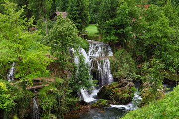 Fototapeta na wymiar Waterfalls in Village