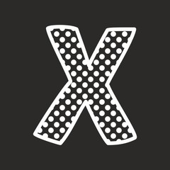 X vector alphabet letter with white polka dots on black background