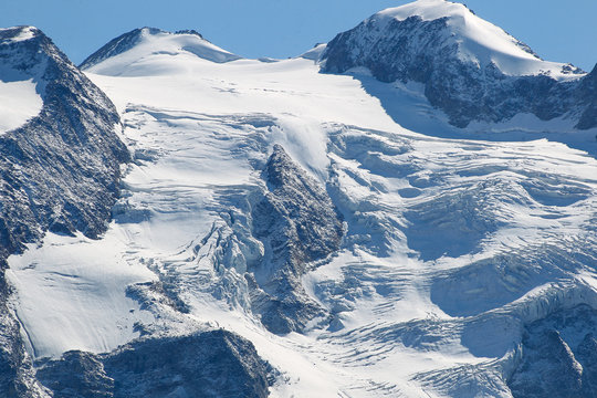 Swiss alpine glacier melting in September