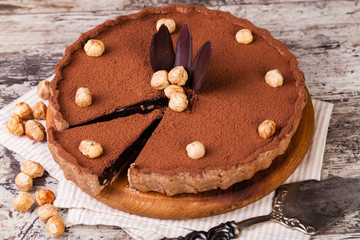 chocolate tart with hazelnuts