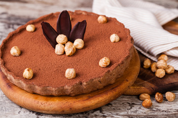 chocolate tart with hazelnuts