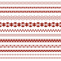 Patterned strips from simple elements. Set zentangle ornaments.