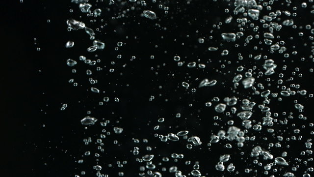 Tiny water bubbles, slow motion