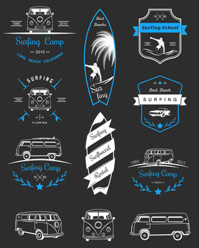 Vector Badges and Logos Surfing