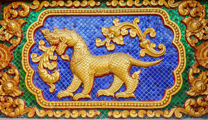 Traditional Thai style art of stucco in temple, Phrae province,