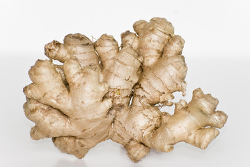 whole root ginger isolated on white background