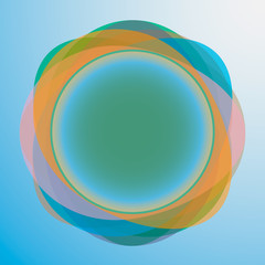 Abstract Flower symbol template. Infinite shape. Geometric entwined wheels in color rainbow. Business abstract icon. As sign, symbol, logo, web, label, emblem. Vector illustration. Eps 10