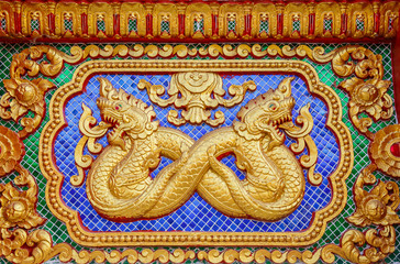 Traditional Thai style art of stucco in temple, Phrae province,