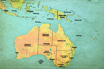 Australia Retro Map