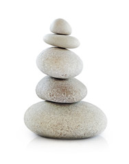 Balanced pebbles, isolated on white