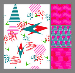 Naklejka premium Retro vintage 80 Memphis style of fashion illustration.