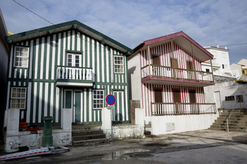 Typical houses of Costa Nova, Aveiro, Portugal.
