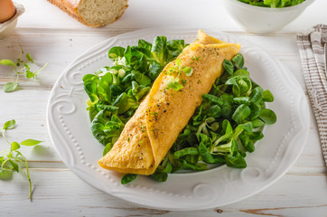 True French omelette with salad