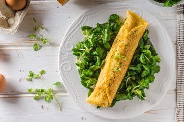 True French omelette with salad