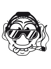 dj cool club joint smoking cannabis bong drug cannabis weed sunglasses headphones disco music dance party troll gnome kiffer face
