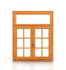 wooden window isolated on white background