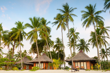 Fototapeta na wymiar Resort around with coconut trees on the beach at island in Thai