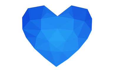 Blue heart isolated on white background with pattern consisting of triangles.