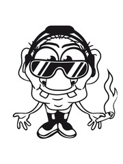 dj cool club joint smoking cannabis bong drug cannabis weed sunglasses headphones disco music dance party troll gnome