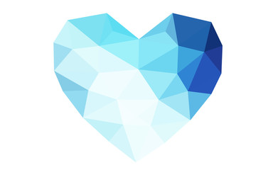 Blue heart isolated on white background with pattern consisting of triangles.