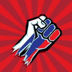 vector fist icon. fist colored in Russian flag